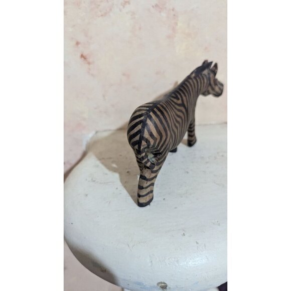 Wooden hand carved Zebra Figurine  Safari Decor 8": brown  black  zoo - Picture 6 of 9